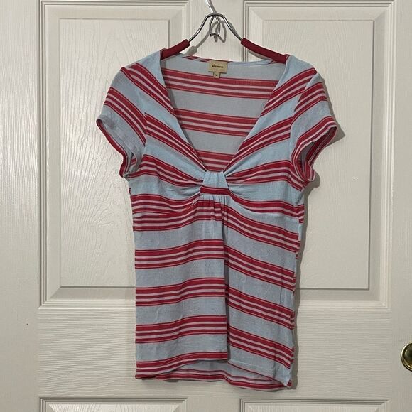 Ella Moss vintage sold by Anthropologie Cap Sleeve Tee with V-neck & knot, M - Picture 7 of 15